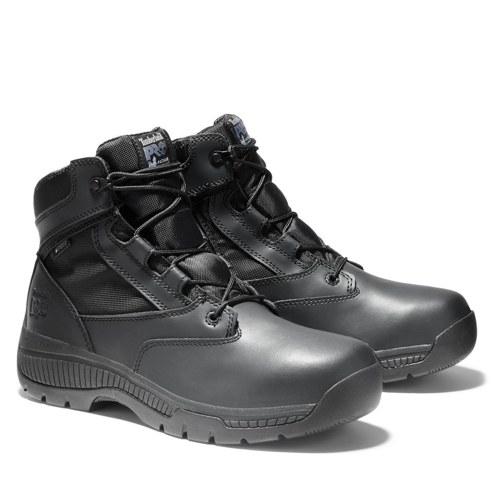 Timberland Mens Pro Boots Valor™ Duty 6\" Side-Zip Soft Toe - Black - India DG6107384